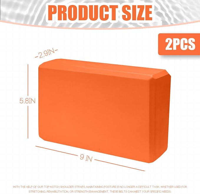 Septo 2 Pcs Yoga Blocks, 9x6x3 Inch Foam Blocks for Pilates | High density EVA foam Yoga Props lightweight non-slip surface for meditation stretching balance training