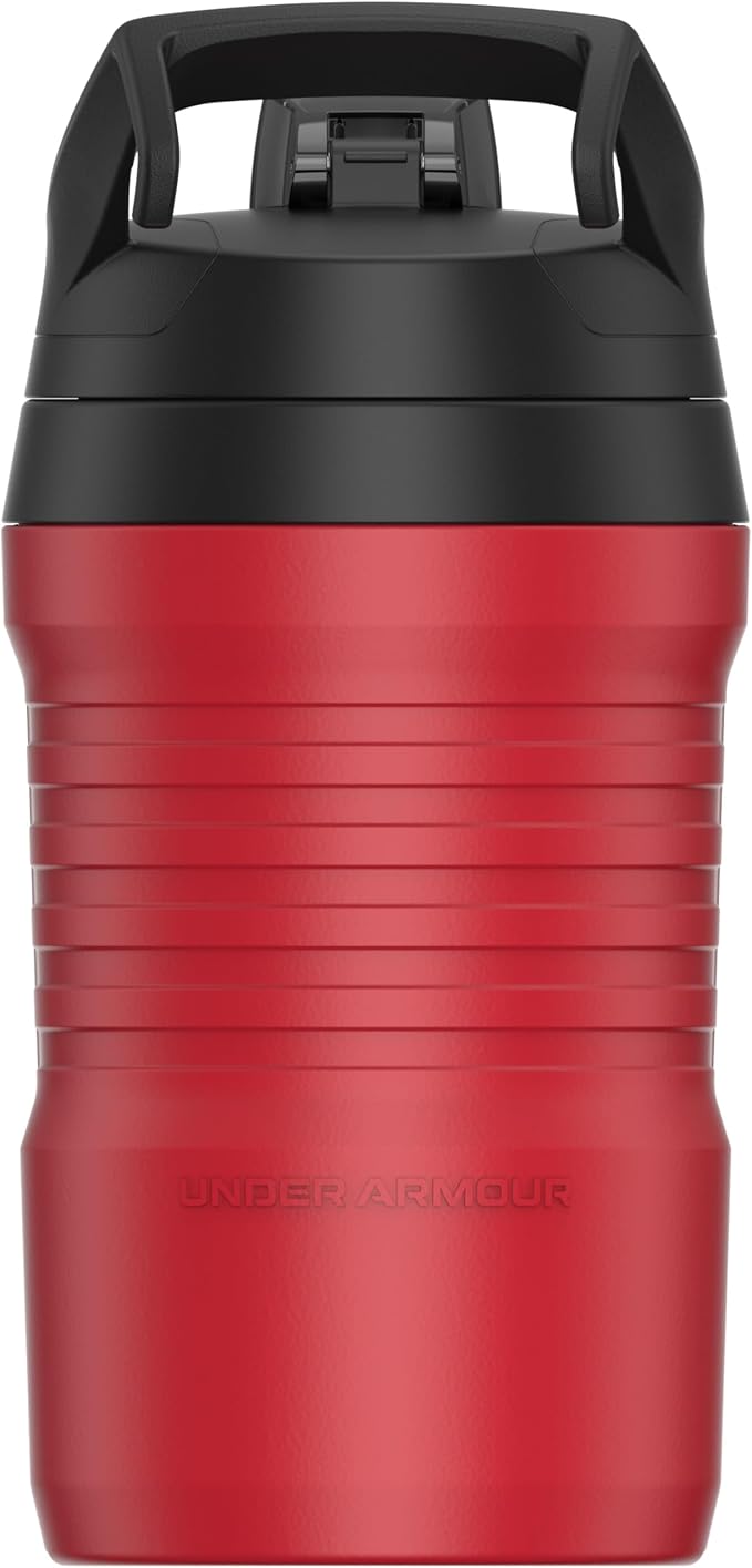 Under Armour 32 oz Insulated Water Bottles - Sports Water Jug with Fence Hook, Leak Resistant for Baseball, Football & More, 32 oz Insulated, Red/Black