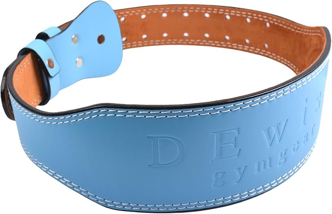 Leather Gym Fitness Belt, 4" & 6" Padded Lumbar Back Support, 10 Adjustable Holes for Weightlifting Powerlifting Bodybuilding Deadlift Squat Workout Strength Training