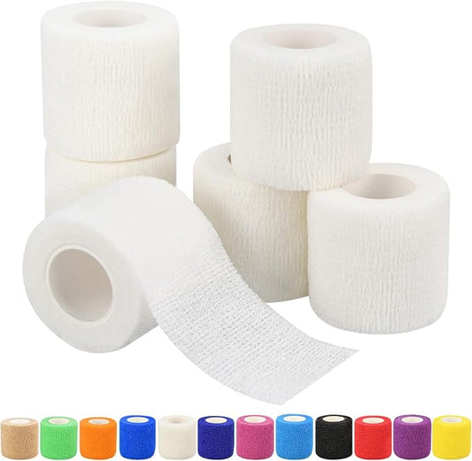 6pcs 2in Self Adhesive Bandage Wraps, 12 Colors, 5 Yard Wraps for Sports