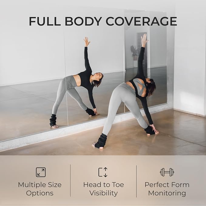 Fab Glass and Mirror Large Gym Mirror for Home Gym 48x60 - Full Length Ultra-Clear Annealed Glass Wall Mount - DIY Workout Display with Safety Backing - 1/4 Inch Low-Iron