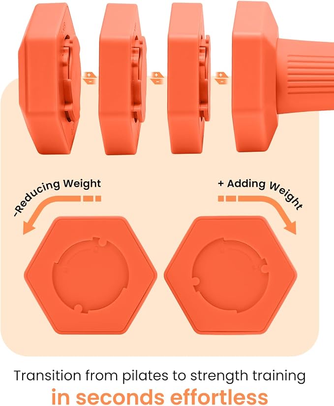 Adjustable Dumbbells Set, 4 in 1 Hand Weights Set for Women Men 10 LB/ 12 LB Dumbbell Pair Each 2lbs 3lbs 4lbs 5lbs Weights Dumbbells Set with TPU Soft Rubber Handle for Home Gym Exercise Fitness