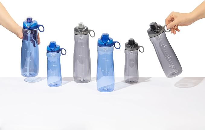 Pogo BPA-Free Plastic Water Bottle with Chug Lid, 40 Oz, Blue | Leakproof water bottle with chug lid and carry handle. BPA-free, great for travel, school, outdoors, and gym.