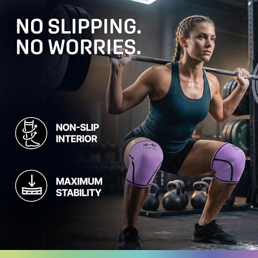 Modvel 7mm Neoprene Knee Sleeves for Men & Women Weightlifting & Powerlifting – Compression Knee Sleeve Support for Squats, Gym, Training – USPA, IPL Approved – Medium Purple (Pair)