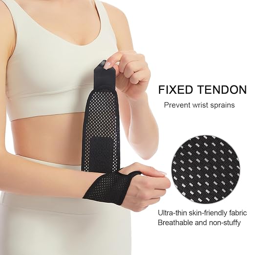Ultra Thin Mesh Wrist Strap Brace Support for Workouts & Daily Use, Carpal Tunnel Pain Relief, Ulnar Wrist Wraps Repetitive Wrist Use Injury, Fit Left or Right Hand, Breathable Adjustable (1, Black)