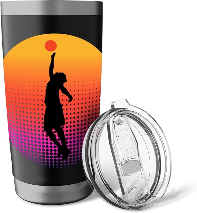Basketball Game Hoop Slam Dunk Ball Retro Sunset Player Gift Stainless Steel Insulated Tumbler