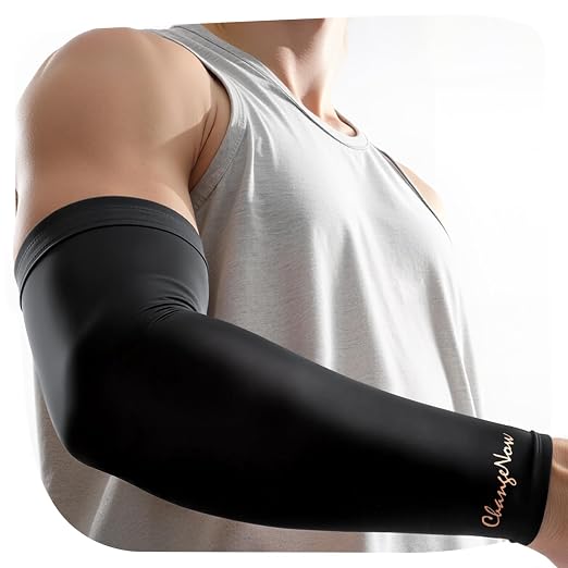 Copper Compression Arm Sleeves for Men & Women - Workout and Everyday Use | Full Arm Brace for Forearm, Bicep, Triceps, Pain Relief for Tennis Elbow, Basketball, Golf, Arthritis, Tendonitis, Bursitis