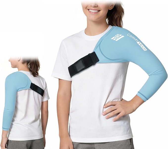 ComfiTECH Youth Shoulder Arm Ice Pack Wrap for Young Pitchers, Large | Gel Shoulder Arm Sleeve for Young Throwing Athletes, Flexible Cold Compression for Arm Discomfort & Post-Training Recovery