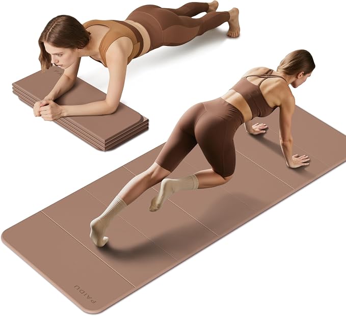 PAIDU Foldable Fitness Yoga Mat | 2/5" (10MM) Extra Thick | SGS Certified Non-Slip TPE | 75x26" Extra Long-Wide | Portable & Easy Store | for Yoga, Pilates, Home Gym & Full-Body Workouts
