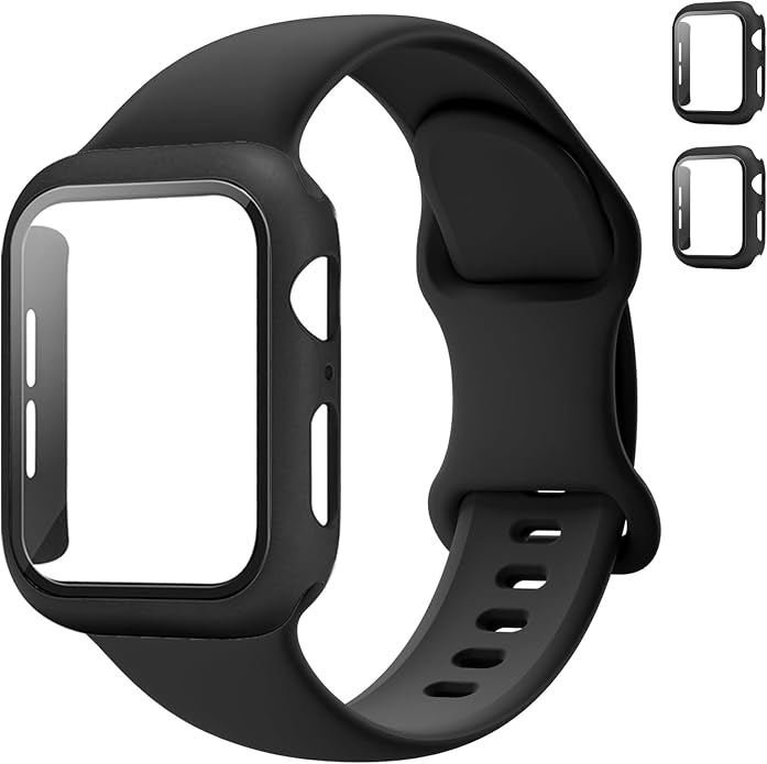Sport Band and Case for Apple Watch Band 40mm 44mm 46mm 42mm 41mm 45mm 38mm iWatch Bands for Women/Men,Silicone Waterproof Strap with Cover Combo for Apple Watch Series 11 10 9 8 7 6 5 4 SE Ultra/2 3