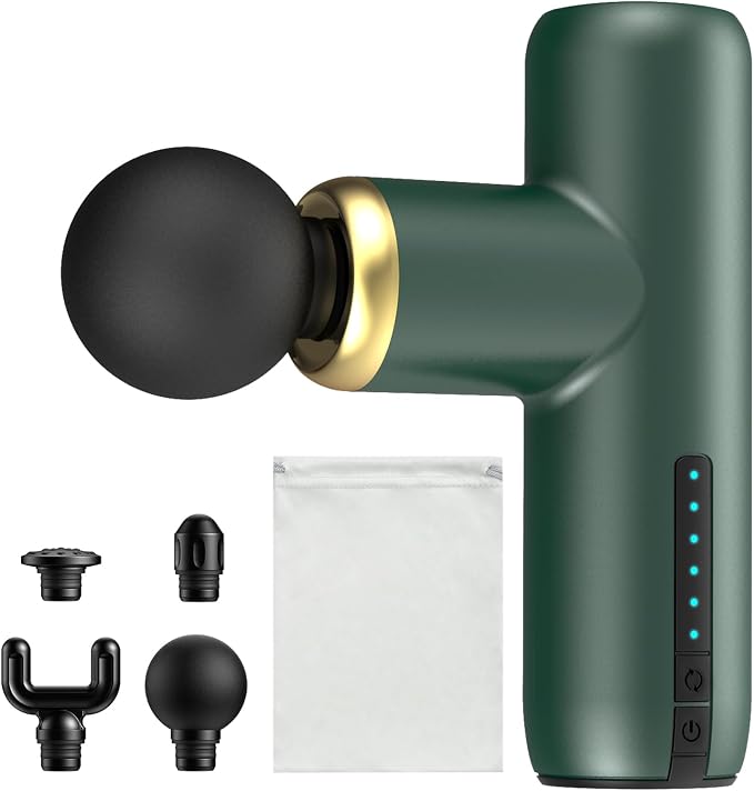 Mini Massage Gun Pocket-Sized Massage Gun Deep Tissue Quiet, Portable Percussion Muscle Travel Massager Gun,Back/Neck Massager for Pain Relief Deep Tissue(Green)