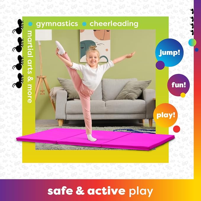 Antsy Pants Tumbling Mat for Kids – Gymnastics Mat, Easy to Clean, Sturdy, Foldable Tumbling Mats, Padded, Lightweight, Portable, Gymnastics Equipment for Active Play