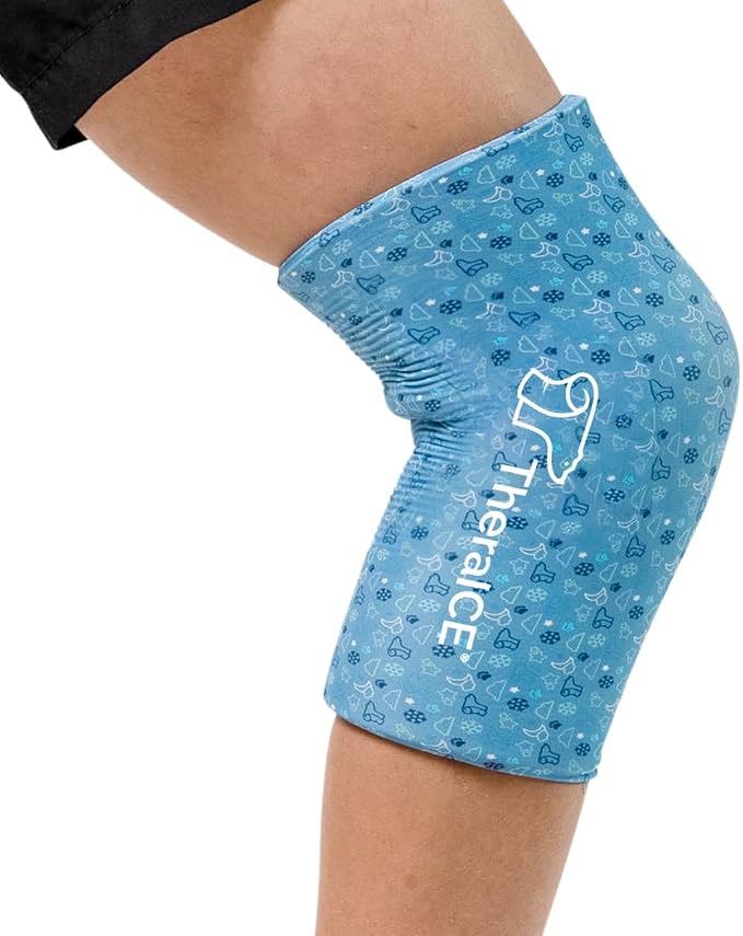 TheraICE Junior Knee Ice Pack Wrap, Cold Compression Sleeve for Injuries | Flexible Gel Ice Pack, Cooling Knee Sleeve, Comfortable Junior Fit, ACL MCL Relief