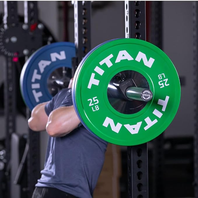 Titan Fitness Elite Olympic Bumper Plates, Competition Weight Plates, Rubber with Steel Hub Insert, Sold as a Pair, for Olympic Weightlifting and Cross-Training Workouts