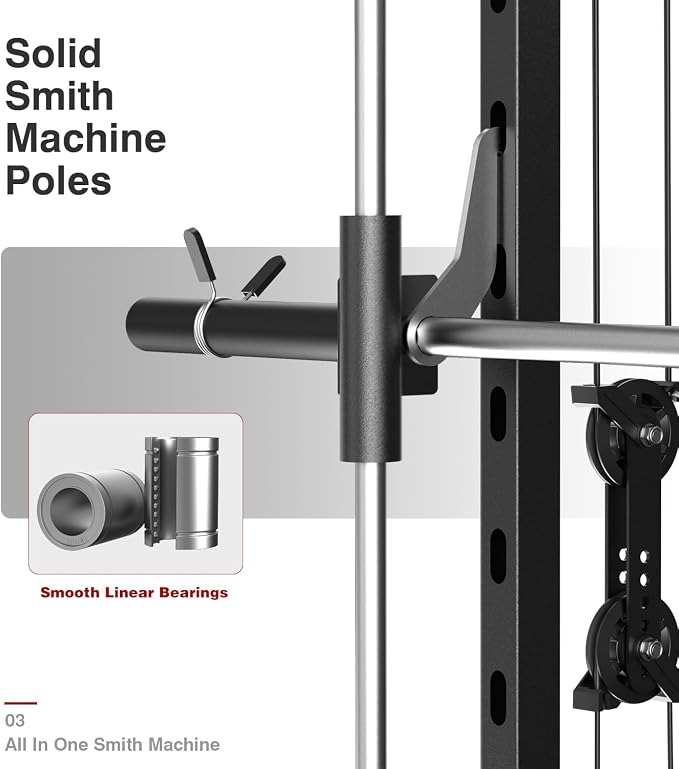 DONOW Smith Machine with Weight Stacks Home Gym System Cable Crossover | Multi Function, All in One, Heavy Duty, Lat Pulldown Bench, Hip Thrust Attachment, Smooth Smith Bar and Cable System