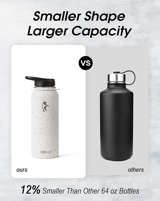 Coolflask 40 oz Water Bottle Insulated Stainless Steel with Strap | Metal Water Flask with Straw & Spout Lids, Triple-Wall, Cold 48+h, Dishwasher Safe, Leakproof, BPA-Free, for Gym & Hiking