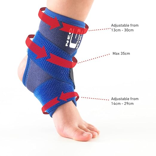 Neo-G Ankle Brace for Kids - Support for Juvenile Arthritis, Joint Pain, Ankle Injuries from Gymnastics, Basketball, Volleyball - Adjustable Compression - Class 1 Medical Device - One Size – Blue