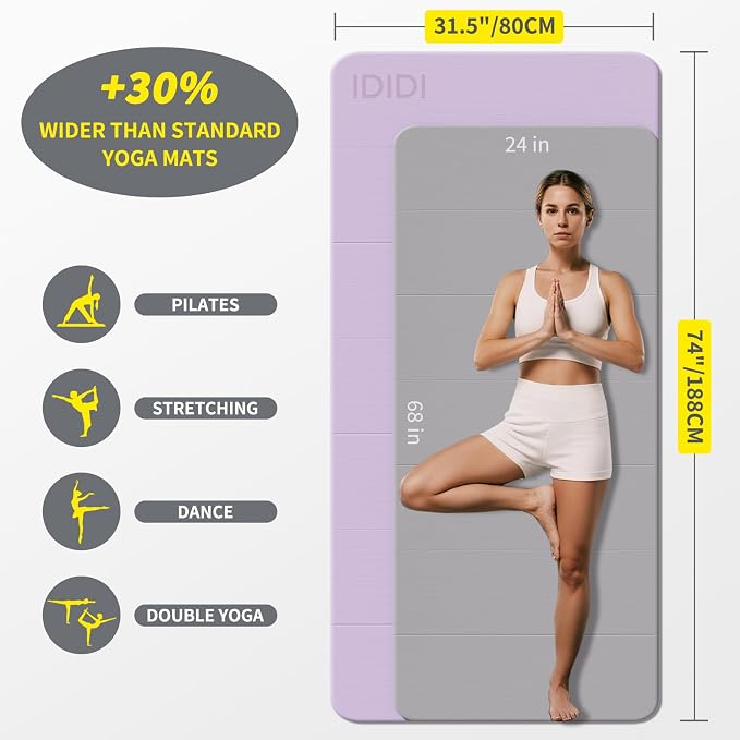 Foldable Yoga Mat Extra Large 74"×31.5" | Double-Sided Non-Slip,Extra Wide Foldable Design,8mm Extra Thick,Exercise Mat for Home, Studio and Travel Use
