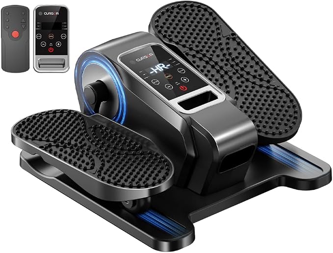Under Desk Elliptical Machine Seated Pedal Exerciser | Quiet Leg Exerciser While Sitting, Mini Portable Leg Exercise Machine with Remote, Adjustable 12-Speeds, Manual & Auto Mode