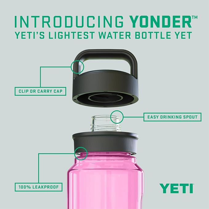 YETI Yonder Water Bottle with Yonder Chug Cap, Lightweight, Leakproof and BPA-Free
