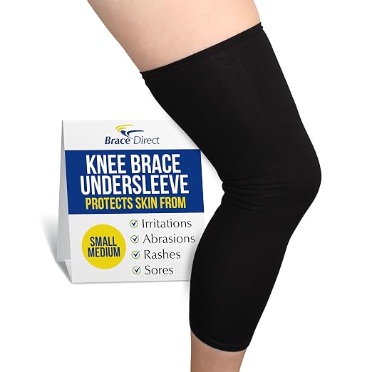Brace Direct Knee Brace Undersleeve, Non-Slip Protective Liner for Comfort | Thin, breathable leg sleeve worn under a knee brace with anti-slip, skin-protecting barrier against rubbing, chafing & rash