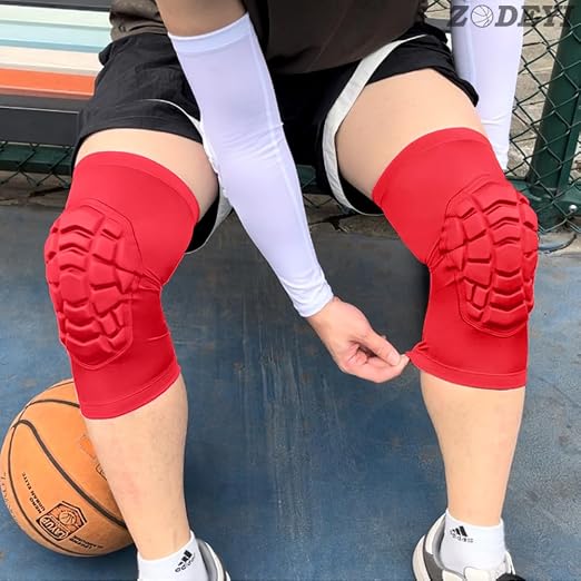 Wrestling Knee Pads Short Knee Sleeve, 2 Pcs Knee Compression Sleeve for Football, Basketball, Volleyball(Red_S_2 Pcs)