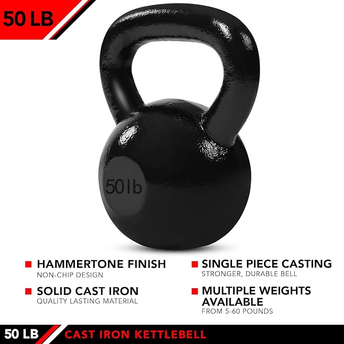 JFIT Cast Iron Kettlebell – Single Weight, Flat Bottom, Polished Handle | Men & Women | CrossFit, Cardio & Strength Training