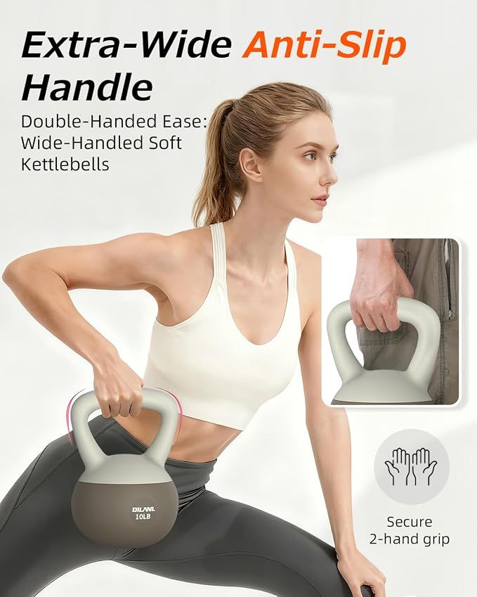 Soft Kettlebell, Safe Strength Training Kettle bell, Cushioned Impact | Resistant Base and Anti-Slip Grip Weight, Kettlebells Set for Home Workouts and Men/Women/Beginners,With Non-slip Gloves