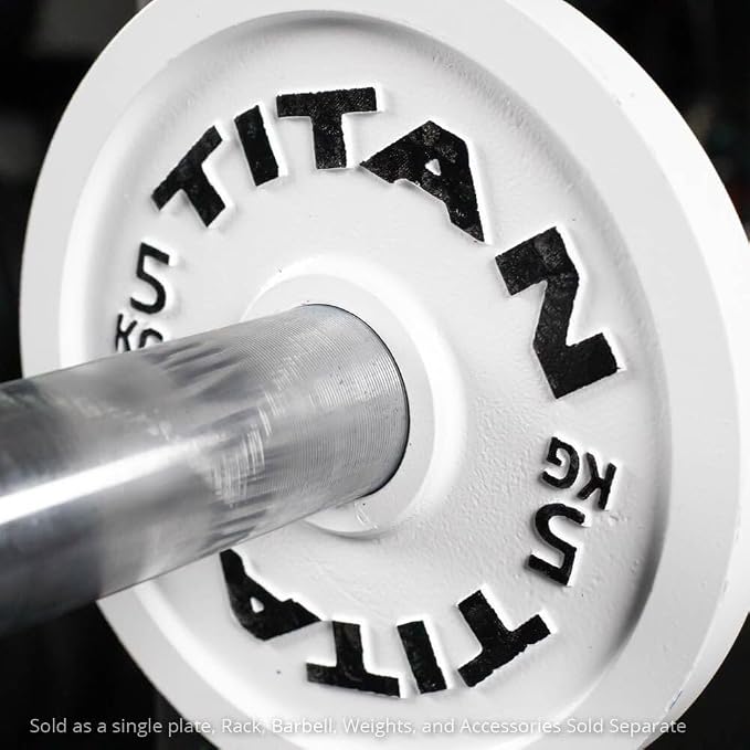 Titan Fitness Olympic Calibrated Steel Powerlifting Plates, Machine Precision Steel Discs