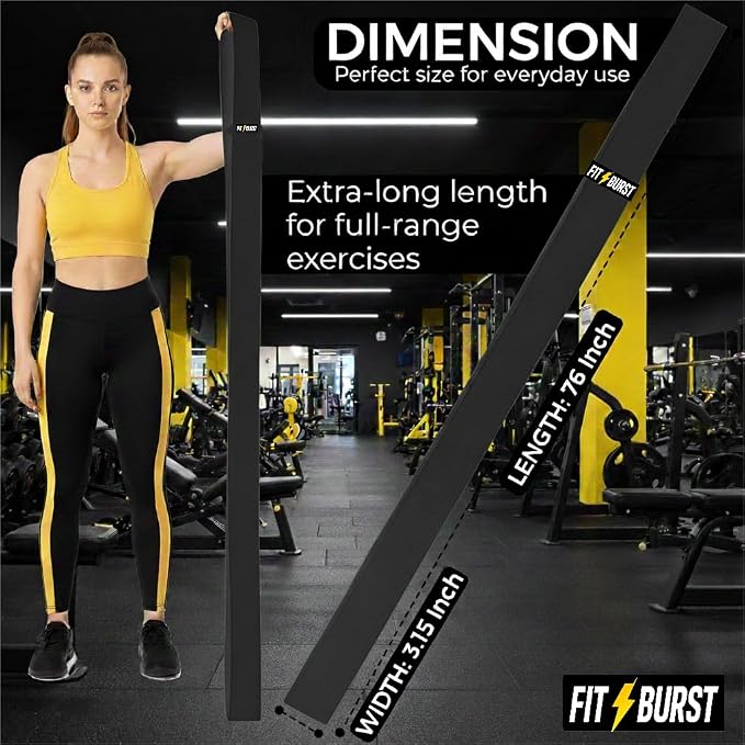 76-Inch Fabric Resistance Band for Full Body Workouts, Wide Non-Slip 120 LB | 76" Premium performance band, Home gym, Solid exercise band for big & tall size, Versatile resistance band, Machine washable