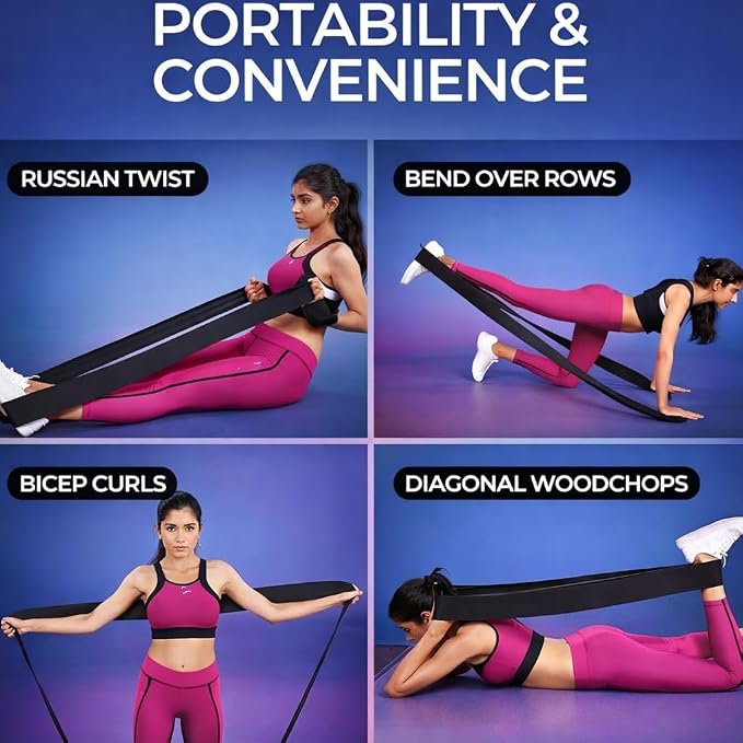 76 Inch Extended Length Resistance Bands - Heavy Duty Elastic Fabric & Natural Rubber Long Workout Loop for Pull Up Assist, Vertical Jump Training, Mobility & Full Body Fitness