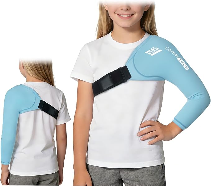 ComfiTECH Youth Shoulder Arm Ice Pack Wrap for Young Pitchers, Small | Gel Shoulder Arm Sleeve for Young Throwing Athletes, Flexible Cold Compression for Arm Discomfort & Post-Training Recovery