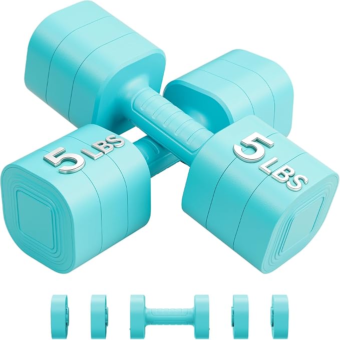 Ragebby Adjustable Dumbbell Set of 2, Weights for Men and Women at Home | Anti-slip Handle, Weights Dumbbells Set, 2lb/3lb/5lb/10lb/15lb/20lb for Pilates, Yoga, Strength Training