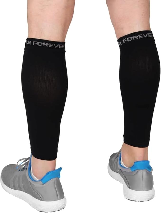 Run Forever Calf Compression Sleeve for Men & Women, 20-30mmHg Compression | Leg Sleeve for Shin Splints, Varicose Veins, Swelling & Pain Relief | Footless socks for Running, Cycling & Travel