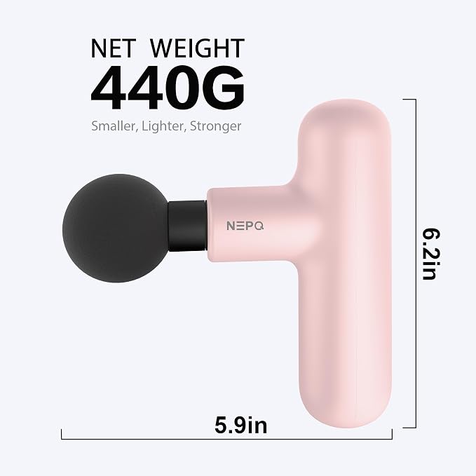 NEPQ Mini Massage Gun, SK6 Fascial Gun Portable Deep Tissue Percussion Muscle Back Head Massager for Pain Relief with 4 Massage Heads 4 Speed High-Intensity Vibration Rechargeable (Pink)