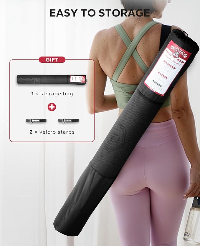 HAPBEAR Extra Large Yoga Mat - 72"x48"x6mm (1/4 inch), Non-Slip, Durable, Thick Wide Exercise Mat for Home Workouts, Yoga, Pilates, Stretching and Cardio Workouts