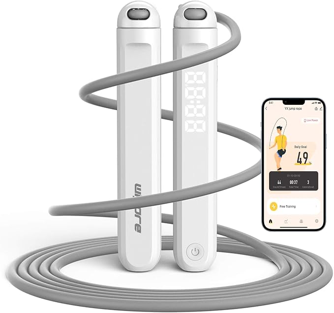 Jump Rope With Counter and App - Tangle-Free Rapid Speed Skipping Rope for Fitness, Home Exercise, Workout - Gifts for Adults, Women, Men, Kids