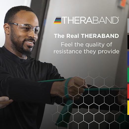 THERABAND Professional Resistance Band, Yellow Level 1 Light, 5 ft Exercise | Elastic resistance band for exercise, strength training, stretching and physical therapy