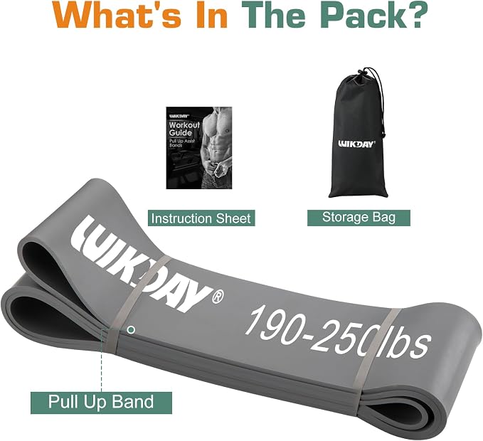 WIKDAY Resistance Bands for Working Out, Exercise Bands, Workout Bands, Pull Up Assistance Bands for Body Stretching Training Physical Therapy Muscle Training for Men & Women