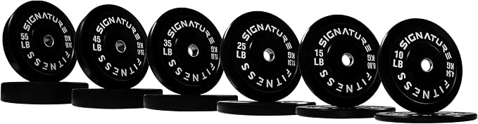 Signature Fitness 2-Inch Cast Iron Barbell Set, Including Multiple LBS Weight Plates and 6FT Barbell Set, Multiple