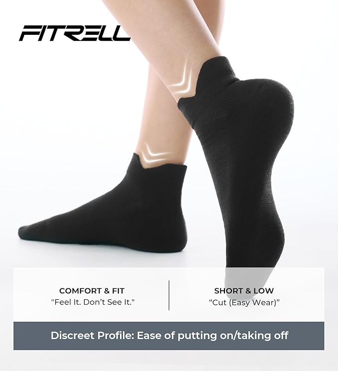 FITRELL Ankle Compression Socks for Women & Men - 5/6 Pairs Cushioned Arch Support Running Socks, Plantar Fasciitis Relief