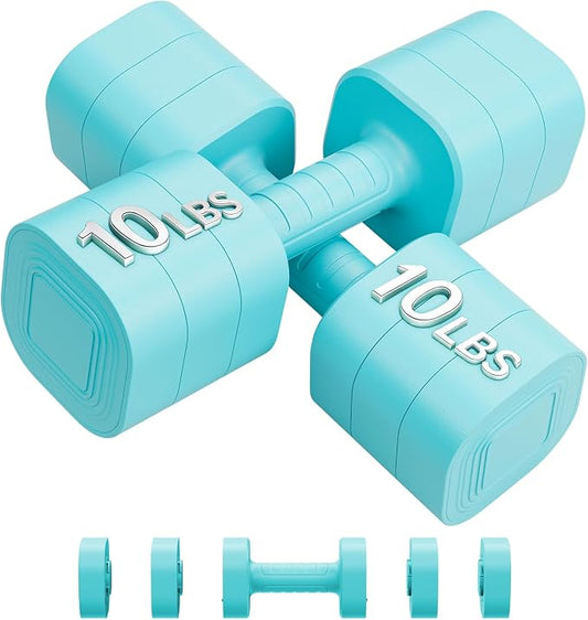 Ragebby Adjustable Dumbbell Set of 2, Weights for Men and Women at Home | Anti-slip Handle, Weights Dumbbells Set, 2lb/3lb/5lb/10lb/15lb/20lb for Pilates, Yoga, Strength Training