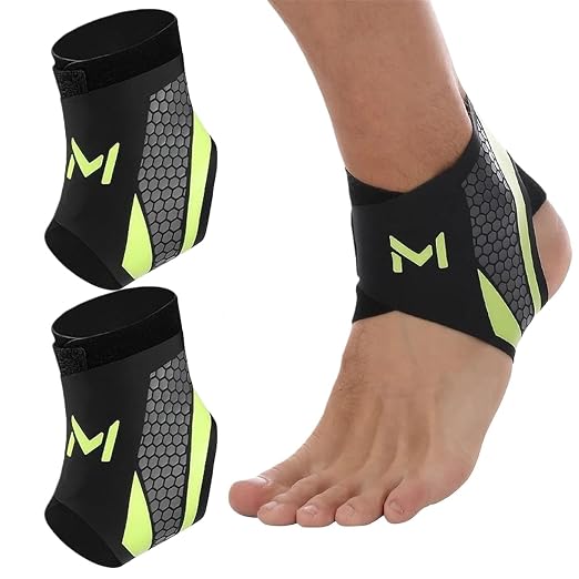 2Pcs Ankle Brace Compression Support Stabilizer,Lace-Up Sports Basketball Sprain Recovery Men Women Adjustable Foot Ankle Orthopedic Grade Tendonitis Protection (Green)