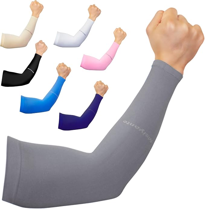 Cooling Arm Sleeves for Men & Women, UPF 50+ UV Protection | Wrist-length UPF 50+ arm sleeves for work, driving, gardening and sports; 88% nylon/12% spandex; 1 pair.