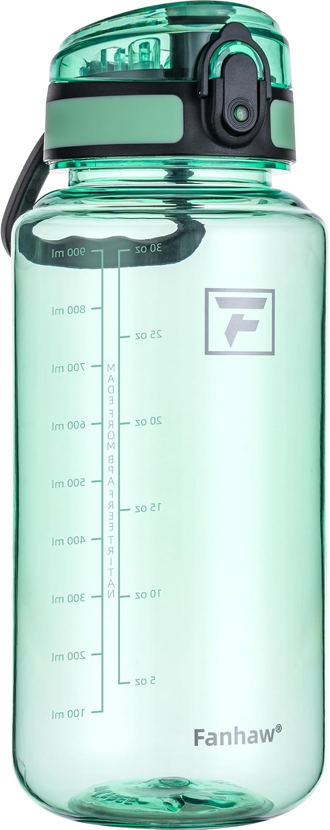 Fanhaw 32 Oz Clear Tritan Water Bottle, BPA-Free & Leak-Proof, Wide Mouth with Anti-dust Chug Lid, Reusable Plastic Bottle for Gym, Travel, School & Office, Back to School Essentials (Glow Green)