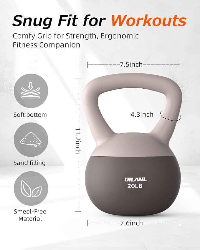 Soft Kettlebell, Safe Strength Training Kettle bell, Cushioned Impact | Resistant Base and Anti-Slip Grip Weight, Kettlebells Set for Home Workouts and Men/Women/Beginners,With Non-slip Gloves
