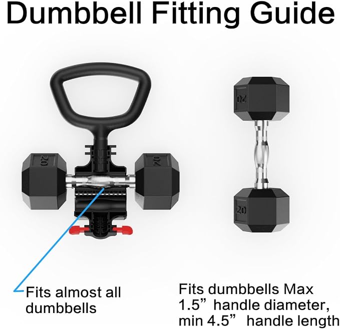 Dumbbell Kettlebell Converter – Turn Dumbbells into Kettlebell for Workouts | Adjustable Weights Up to 110LB Capacity - 90-Degree Rotating Handle