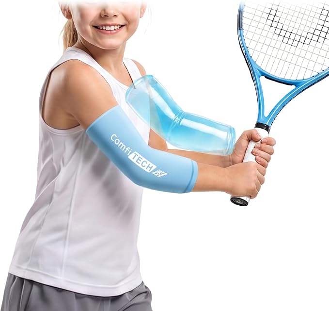 ComfiTECH Youth Elbow Ice Pack Wrap, Tennis Cold Sleeve, Small | Custom fit for teen elbows delivers 360° cold relief to ease daily sports soreness and joint fatigue