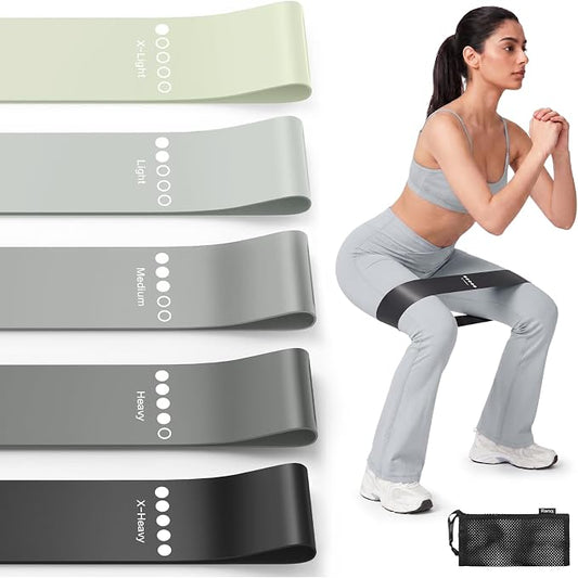 Resistance Bands for Working Out, 5-Pack Elastic Exercise Bands for Strength Training, Stretching, Workout; Home Gym Equipment for Women Men, Pilates Yoga Physical Therapy, Leg Glute Arm Exercise Kit