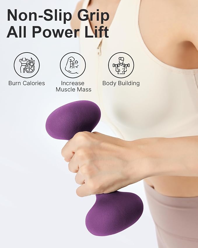 YOTTOY Dumbbell Set of 2,2-15 Pound Hand Weights for Women, Non-Slip Hand Weights for Home Gym, Strength Training, and Full-Body Workouts